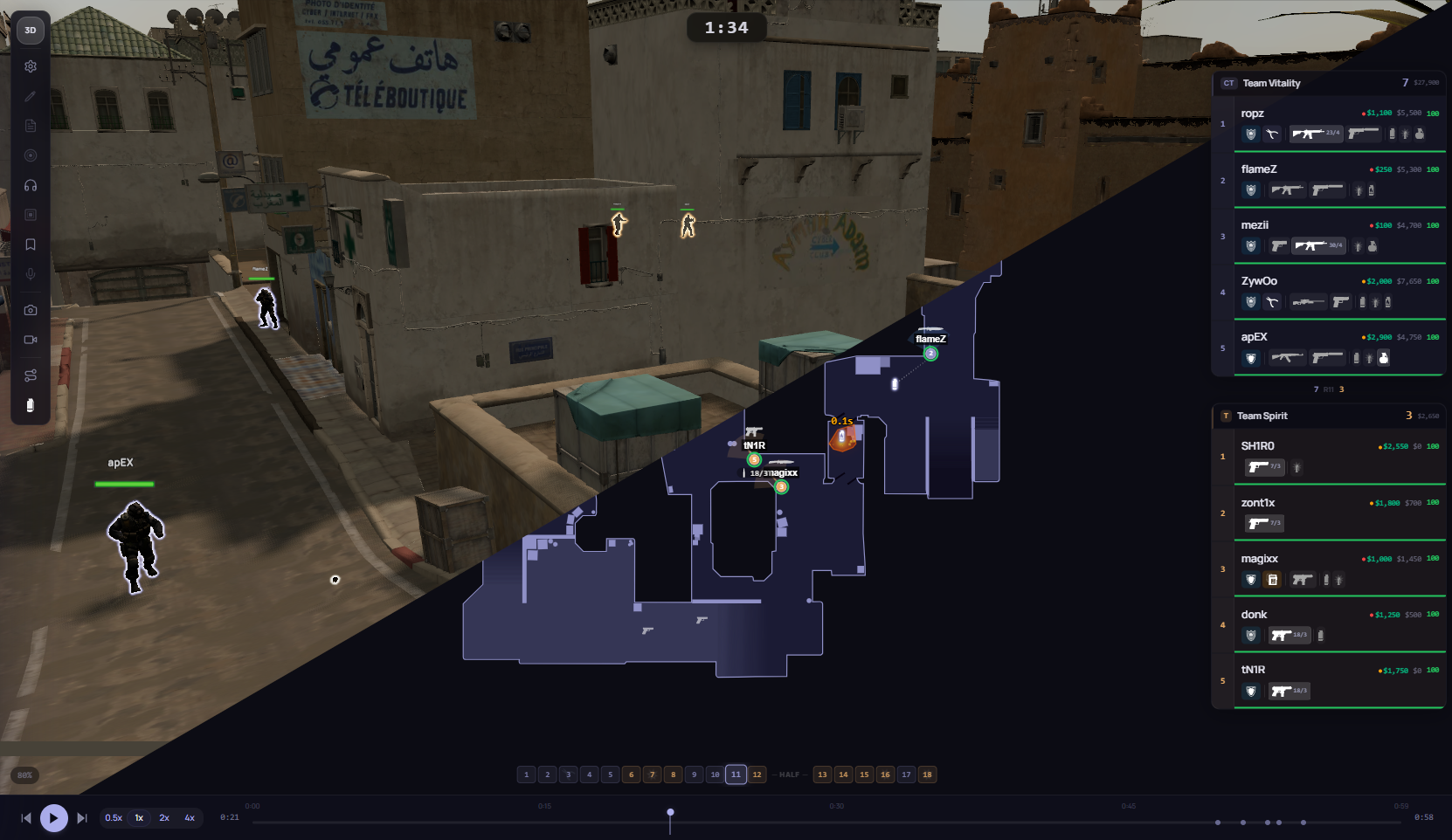 RoundIQ 2D and 3D player view